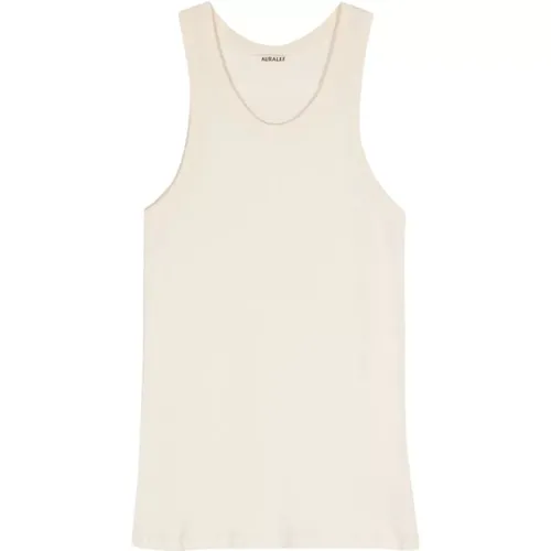 Ivory Weiße Ärmellose Baumwoll-T-Shirt , Herren, Größe: XL - Auralee - Modalova