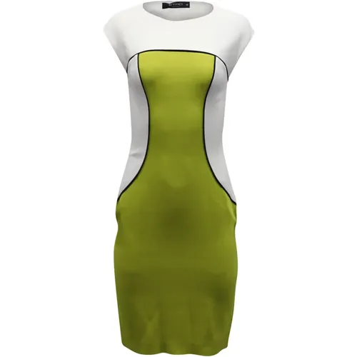 Colorblock Sheath Sleeveless Dress in White and Lime Viscose , female, Sizes: M - ETRO - Modalova