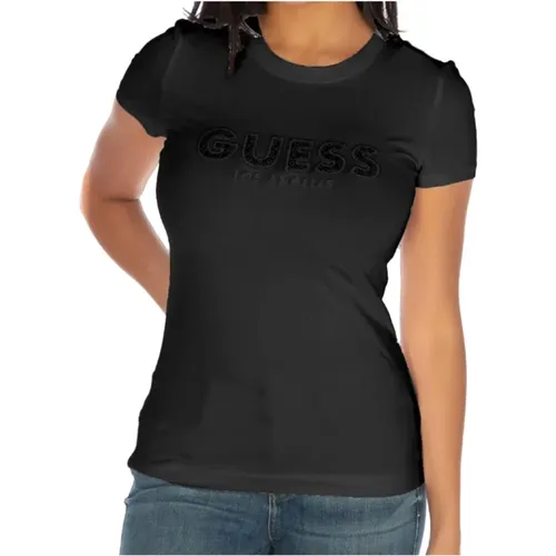 Schwarzes Damen T-Shirt , Damen, Größe: L - Guess - Modalova