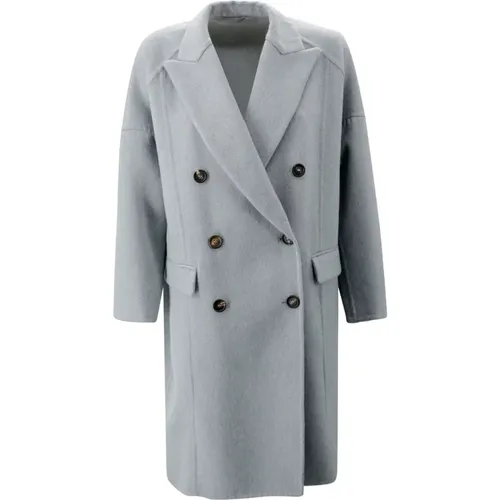 Light Cashmere Coat with Peak Lapels , female, Sizes: 2XS - BRUNELLO CUCINELLI - Modalova