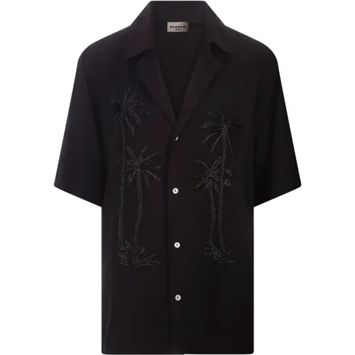 Schwarzes Ralm Shirt mit Palmenstickerei , Damen, Größe: XS - P.a.r.o.s.h. - Modalova