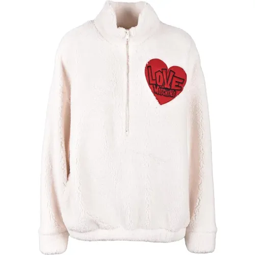 Weiße Sweatshirt für Frauen , Damen, Größe: M - Love Moschino - Modalova