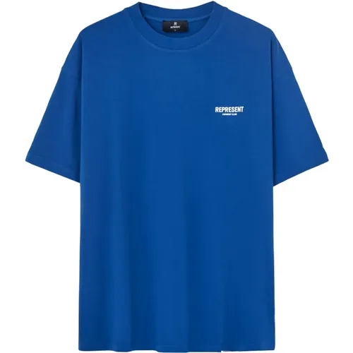 Blau bedrucktes T-Shirt , Herren, Größe: M - Represent - Modalova