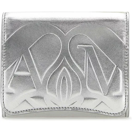 Silver Leather Wallet , female, Sizes: ONE SIZE - alexander mcqueen - Modalova