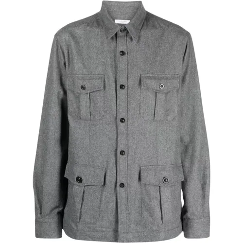 Grey Wool Cargo-Pocket Shirt , male, Sizes: M, L - Boglioli - Modalova