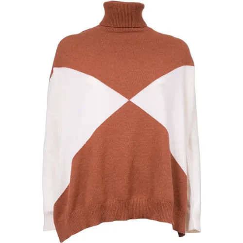 Hochgeschlossener Pullover mit geometrischem Muster , Damen, Größe: 2XS - Le Tricot Perugia - Modalova