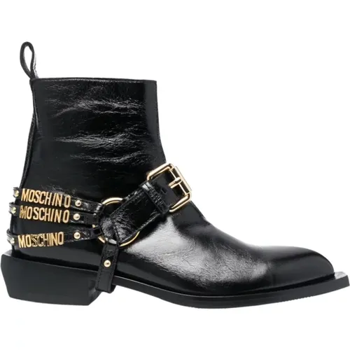 Schwarze Stiefel , Damen, Größe: 36 EU - Moschino - Modalova