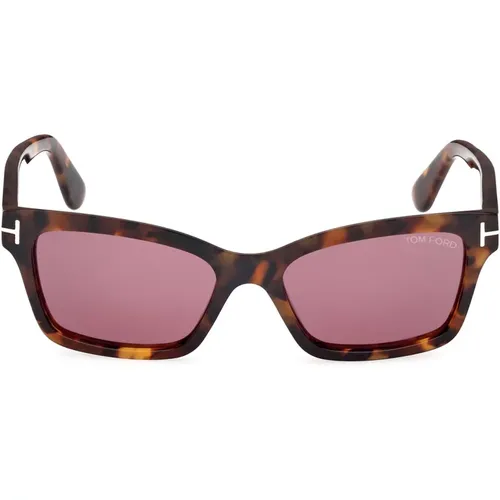 Rectangular Havana Sunglasses , female, Sizes: 54 MM - Tom Ford - Modalova