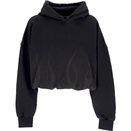 Flames Cropped Hoodie , female, Sizes: S, M - Vision OF Super - Modalova