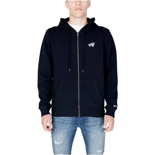 Blaue Kapuzen-Sweatshirt mit Reißverschluss , Herren, Größe: XS - Tommy Hilfiger - Modalova