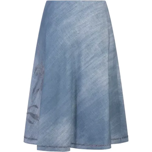 Denim Flared Midi Skirt , female, Sizes: XS, S, 2XS - Ermanno Scervino - Modalova