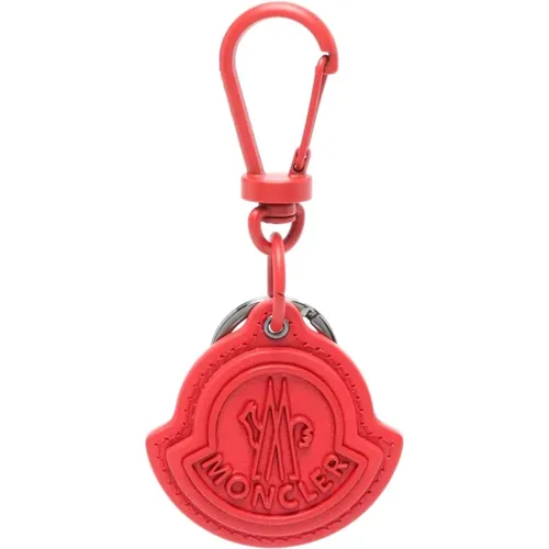 Leather Keychain with Logo Embossing , male, Sizes: ONE SIZE - Moncler - Modalova