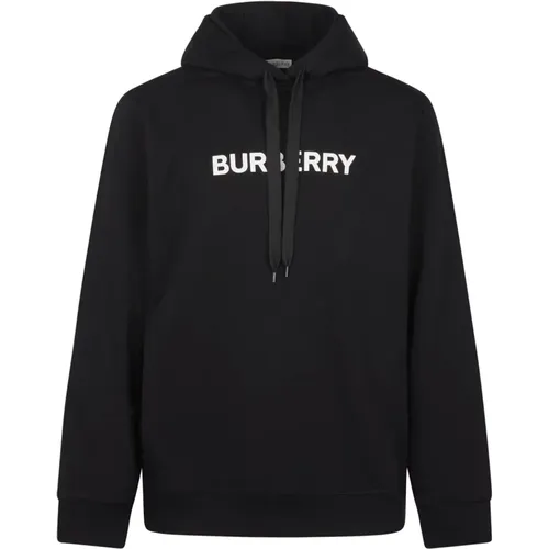 Schwarzer Logo-Sweatshirt Kapuze Elastische Bündchen - Burberry - Modalova