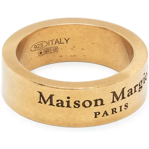 Golden Engraved Ring with Brushed Finish , male, Sizes: 2XL, XL - Maison Margiela - Modalova