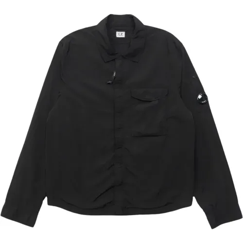 Schwarze Chrome-R Nylon Reißverschluss-Overshirt , Herren, Größe: L - C.P. Company - Modalova