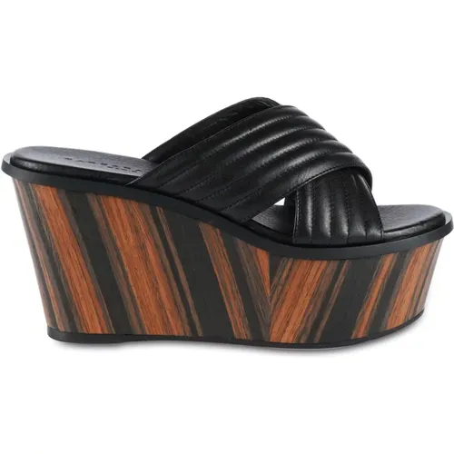 Women high wedge sandals in leather with crossed bands , female, Sizes: 3 UK - Barbara Bui - Modalova