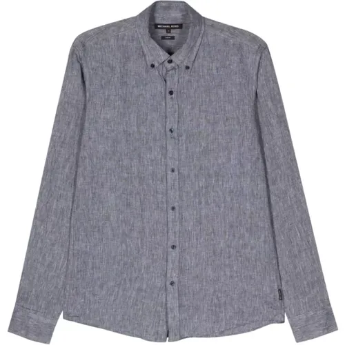 Linen Button-Down Shirt , male, Sizes: S, XL, 2XL, L, M - Michael Kors - Modalova