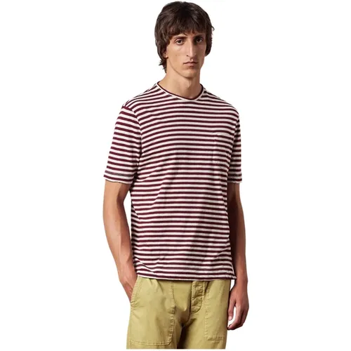 T-Shirt aus Baumwoll-Leinen-Jersey mit Brusttasche , Herren, Größe: L - Massimo Alba - Modalova