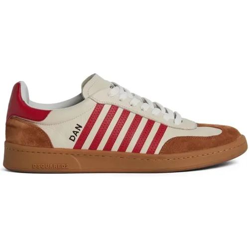 White Sneakers Multi-Panel Design Side Stripe , male, Sizes: 8 UK, 9 UK, 7 UK - Dsquared2 - Modalova