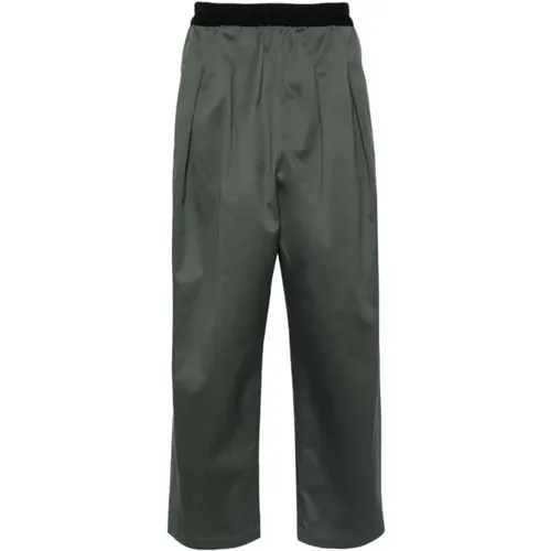 Dark Grey Loose-Fit Twill Trousers , male, Sizes: M - Maison Margiela - Modalova