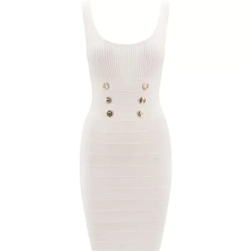 Ärmelloses weißes Kleid mit Metallknöpfen , Damen, Größe: XS - pinko - Modalova