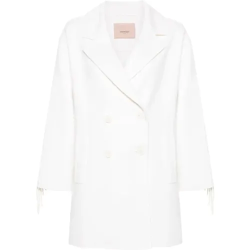 Neve Fringed Short Coat , female, Sizes: XL, 2XL, XS, L - Twinset - Modalova