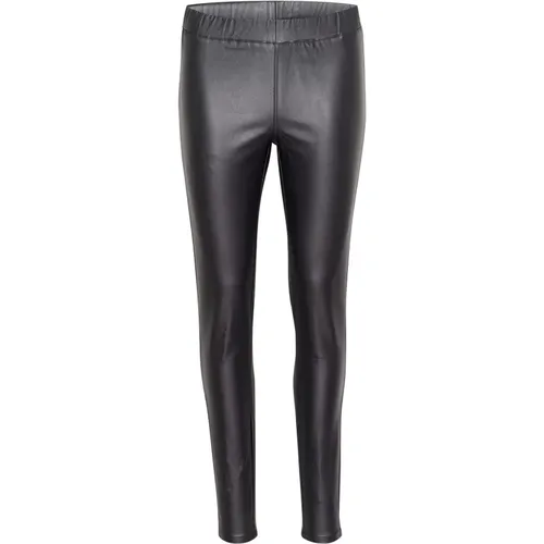 Beschichtete Jeggings Hose Schwarz Auster , Damen, Größe: XS - Kaffe - Modalova