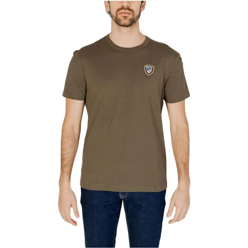 Printed Round Neck T-Shirt , male, Sizes: L, 2XL, XL, M - Blauer - Modalova