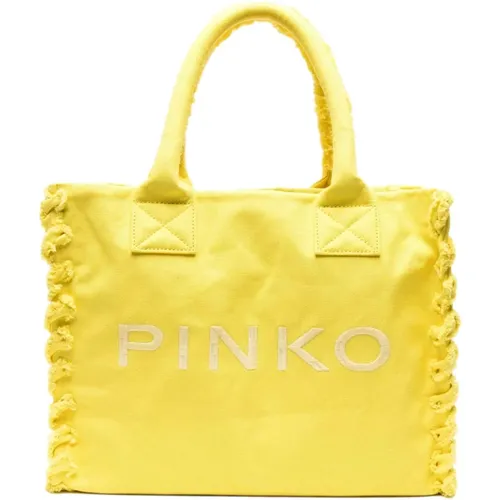 Canvas Beach Shopping Bag , female, Sizes: ONE SIZE - pinko - Modalova