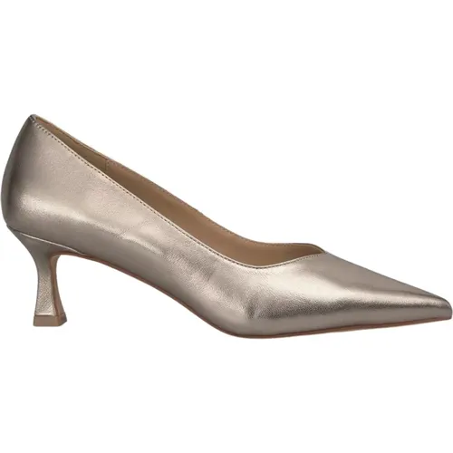 Pointed Toe Mid-Heeled Leather Shoe , female, Sizes: 5 UK, 8 UK - Alma en Pena - Modalova