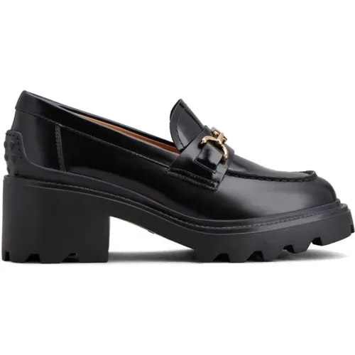 Leather Block Heel Slip-On Shoes , female, Sizes: 6 UK, 5 1/2 UK, 8 UK, 4 UK, 7 UK, 3 UK, 3 1/2 UK, 5 UK, 6 1/2 UK - TOD'S - Modalova