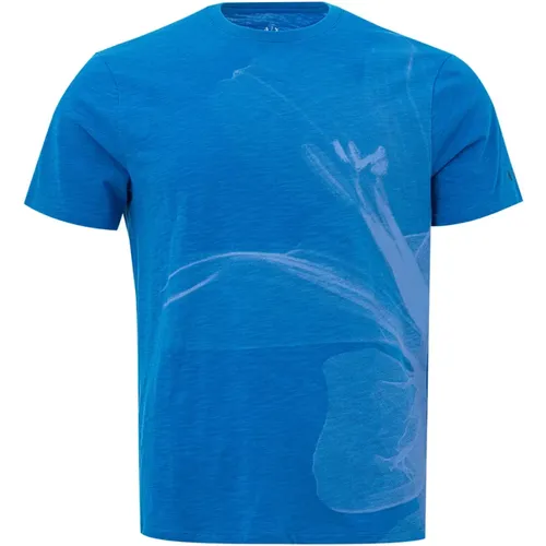 Blau Blumenprint T-Shirt - Armani Exchange - Modalova