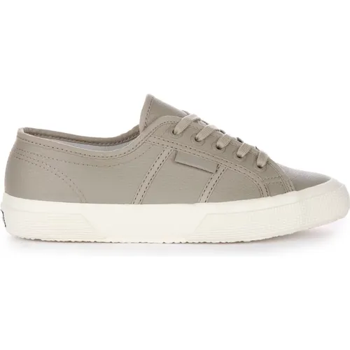 Tumbled Leather Grey Lace-Up Trainers , male, Sizes: 3 1/2 UK, 4 UK, 2 UK, 6 UK, 5 UK, 7 UK, 5 1/2 UK, 3 UK - Superga - Modalova