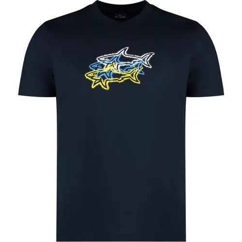 Baumwoll Logo T-Shirt Gerippter Kragen - PAUL & SHARK - Modalova