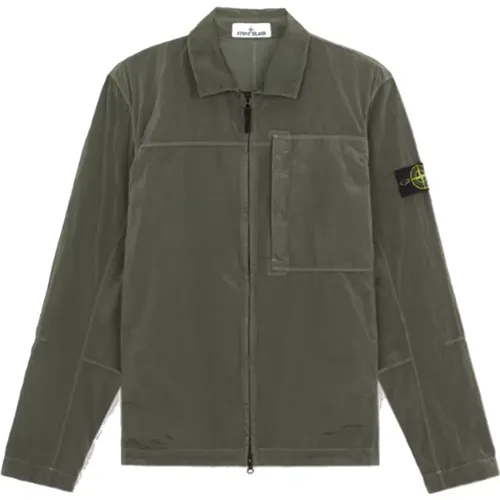 Zip-Up Overshirt in Nylon Metal , male, Sizes: L, XL - Stone Island - Modalova