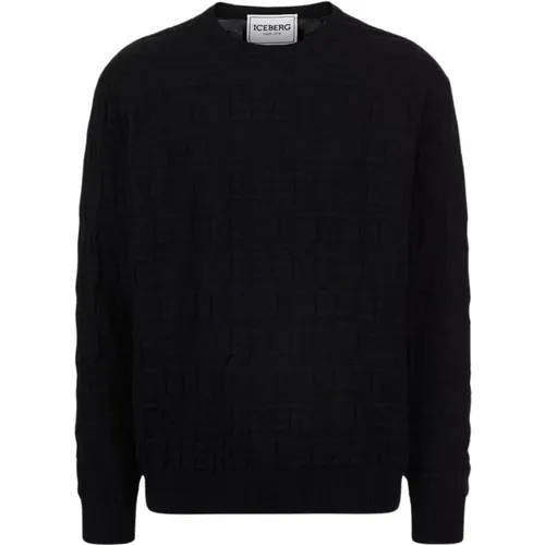 Moderner Schwarzer Logo Pullover , Herren, Größe: L - Iceberg - Modalova