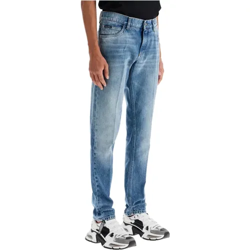 Low-rise Regular Fit Jeans mit schmalem Bein , Herren, Größe: M - Dolce & Gabbana - Modalova