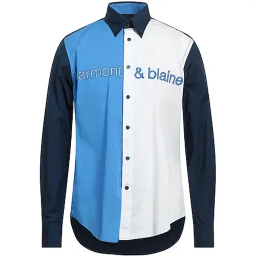 Regular Fit Langarm Baumwollhemd mit Kontrastbändern und Logo-Schriftzug - Harmont & Blaine - Modalova
