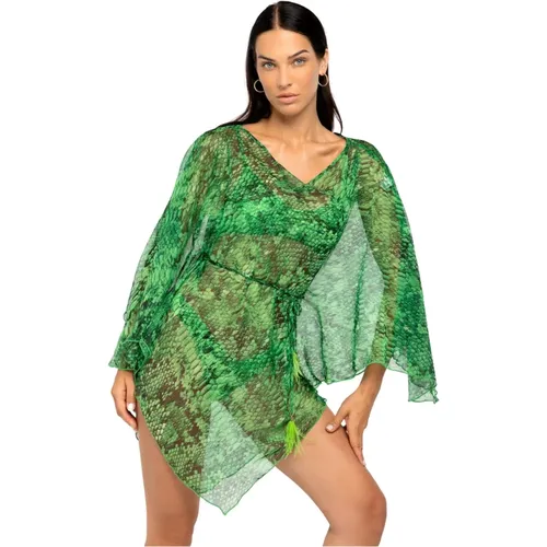 Kurzer Rainbow Boa Animalier Cover Up , Damen, Größe: ONE Size - 4Giveness - Modalova