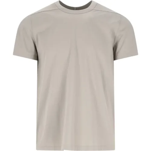 Taupe Klassisches Baumwoll-T-Shirt mit Rippenabschluss , Herren, Größe: L - Rick Owens - Modalova
