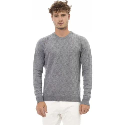 Rundhalsausschnitt Langarm Pullover , Herren, Größe: M - Alpha Studio - Modalova