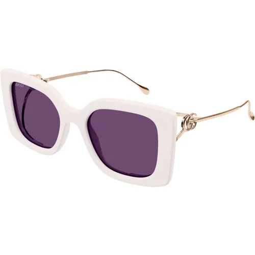 Weiße Sonnenbrille mit Originalzubehör , Damen, Größe: 54 MM - Gucci - Modalova
