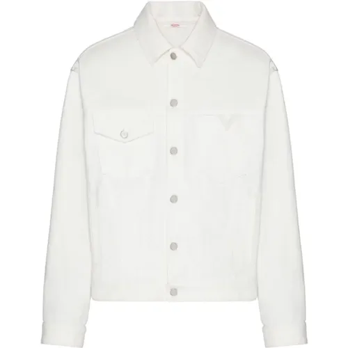 Denim Jacket Ivory , male, Sizes: S, L, M - Valentino - Modalova