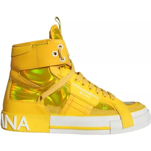 Gelb Weiße Leder High Top Sneakers - Dolce & Gabbana - Modalova