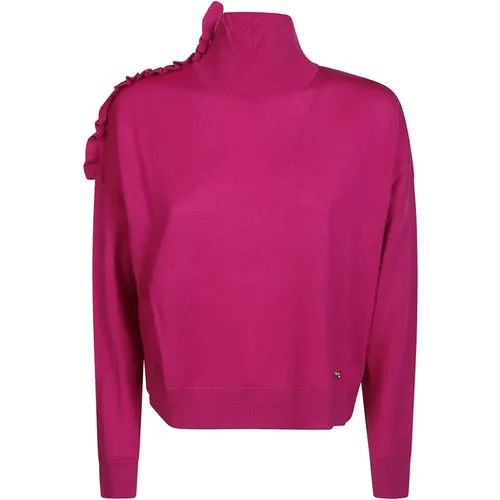 Ruffled Turtleneck Sweater , female, Sizes: L, S - pinko - Modalova