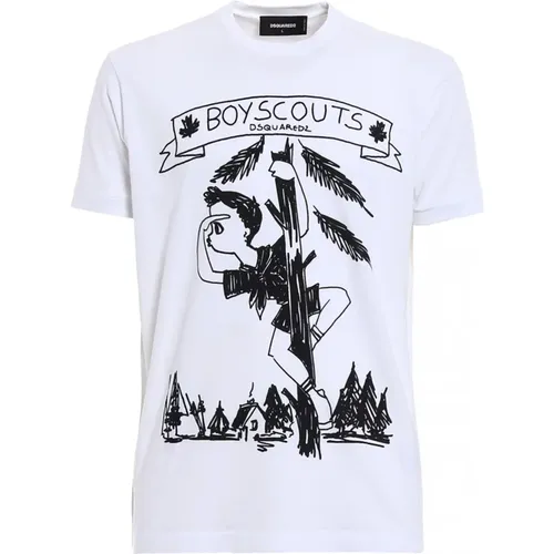 Boyscouts Print Baumwoll T-Shirt , Herren, Größe: S - Dsquared2 - Modalova