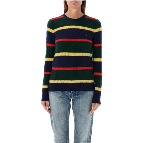 Navy Multi Stripes Cable Knit Sweater , female, Sizes: M, L - Ralph Lauren - Modalova