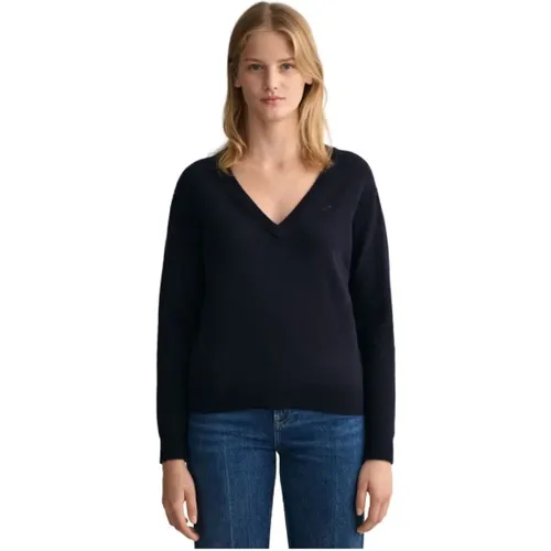 Extra Fine V-Neck Wool Sweater , female, Sizes: L, XS, S - Gant - Modalova