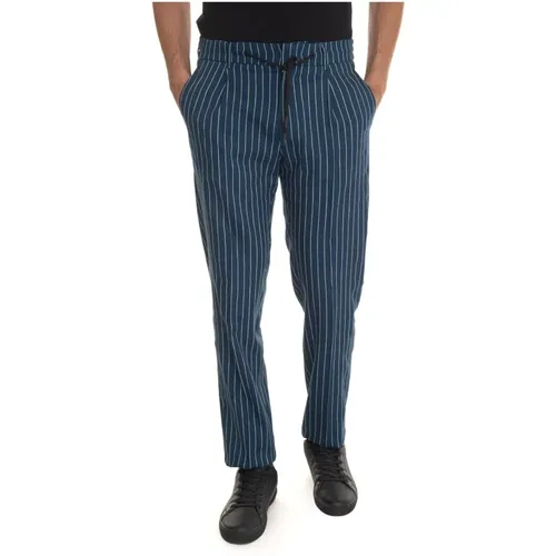Striped Lace Tie Linen Trousers , male, Sizes: M, L, 2XL, S, 3XL - Berwich - Modalova