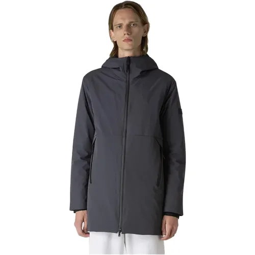 Men Long Jacket with Hood, Anthracite Grey , male, Sizes: L, XL, M - Peuterey - Modalova